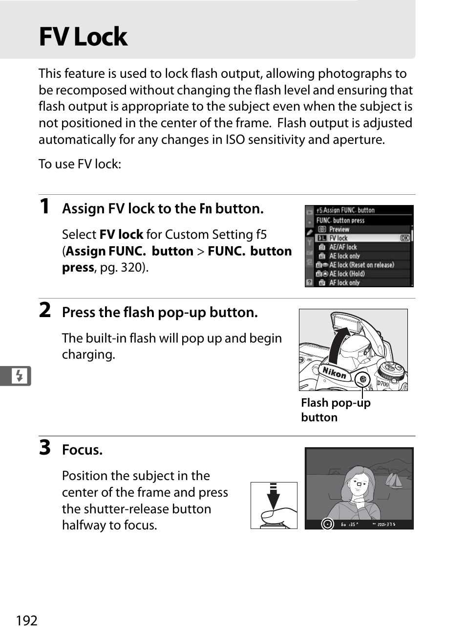 Fv lock | Nikon D700 User Manual | Page 218 / 472