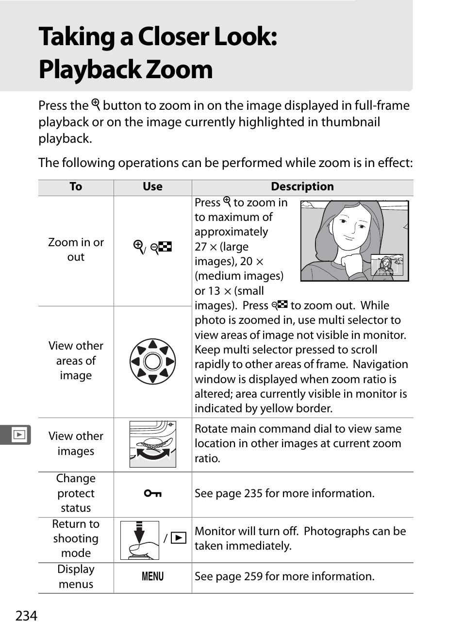 Taking a closer look: playback zoom | Nikon D700 User Manual | Page 260 / 472