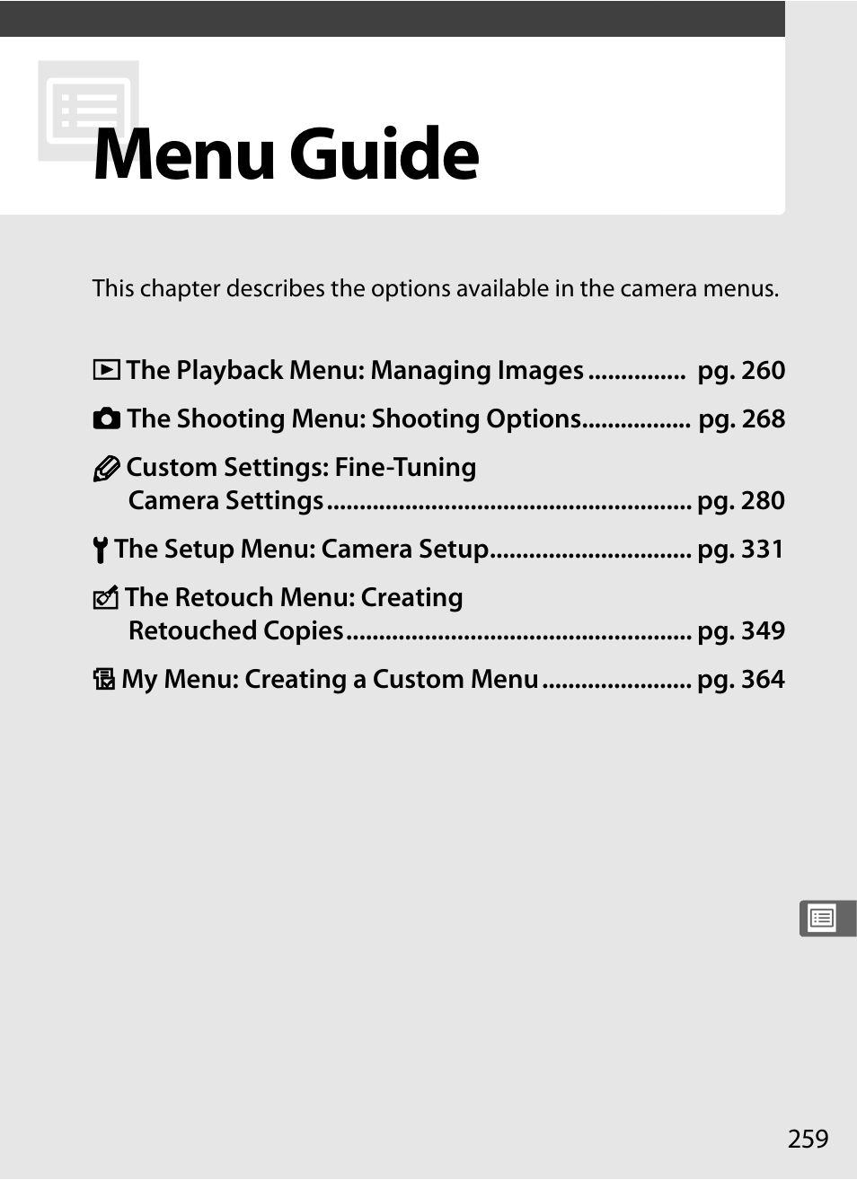 Menu guide | Nikon D700 User Manual | Page 285 / 472