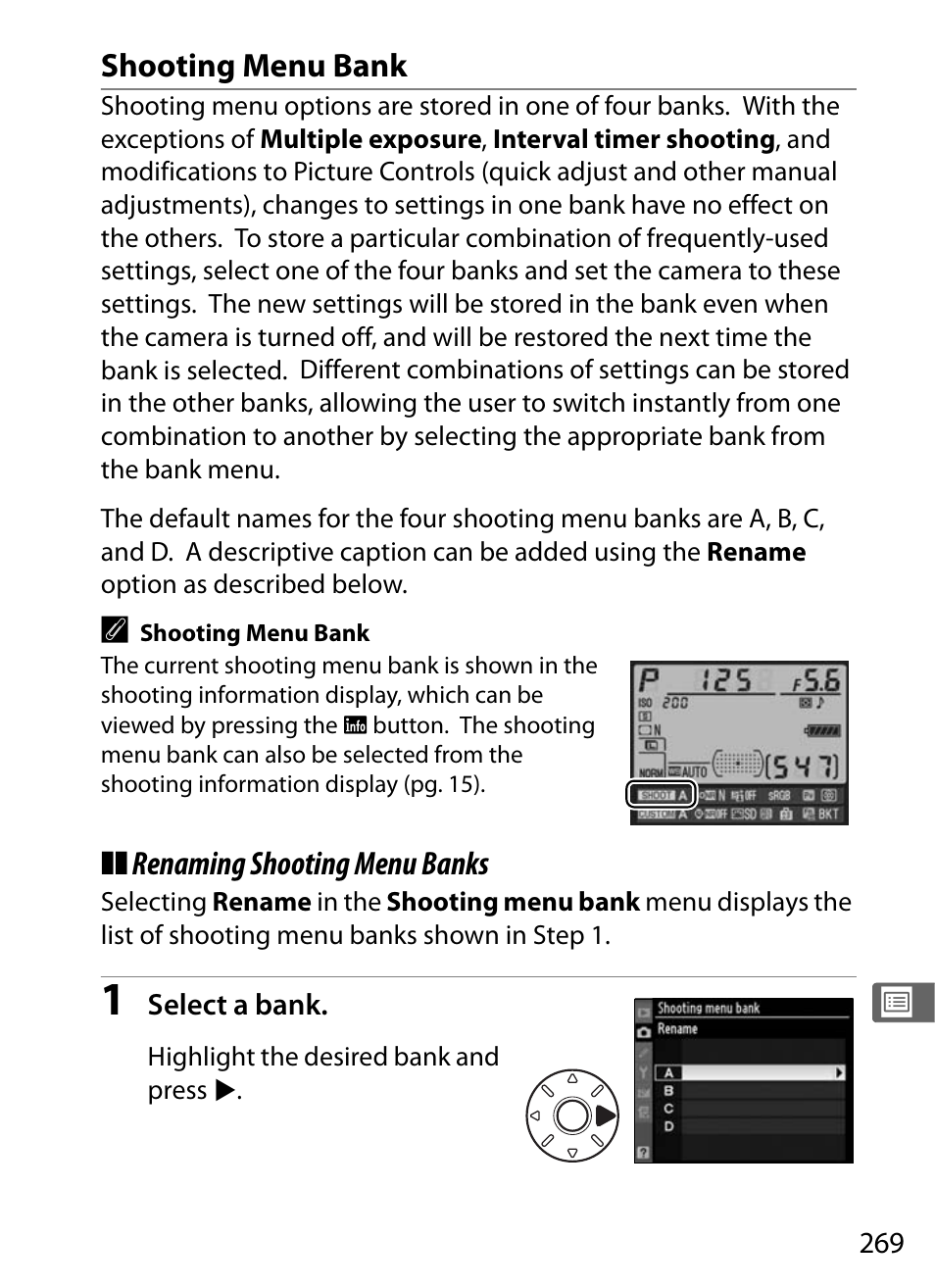 Shooting menu bank | Nikon D700 User Manual | Page 295 / 472