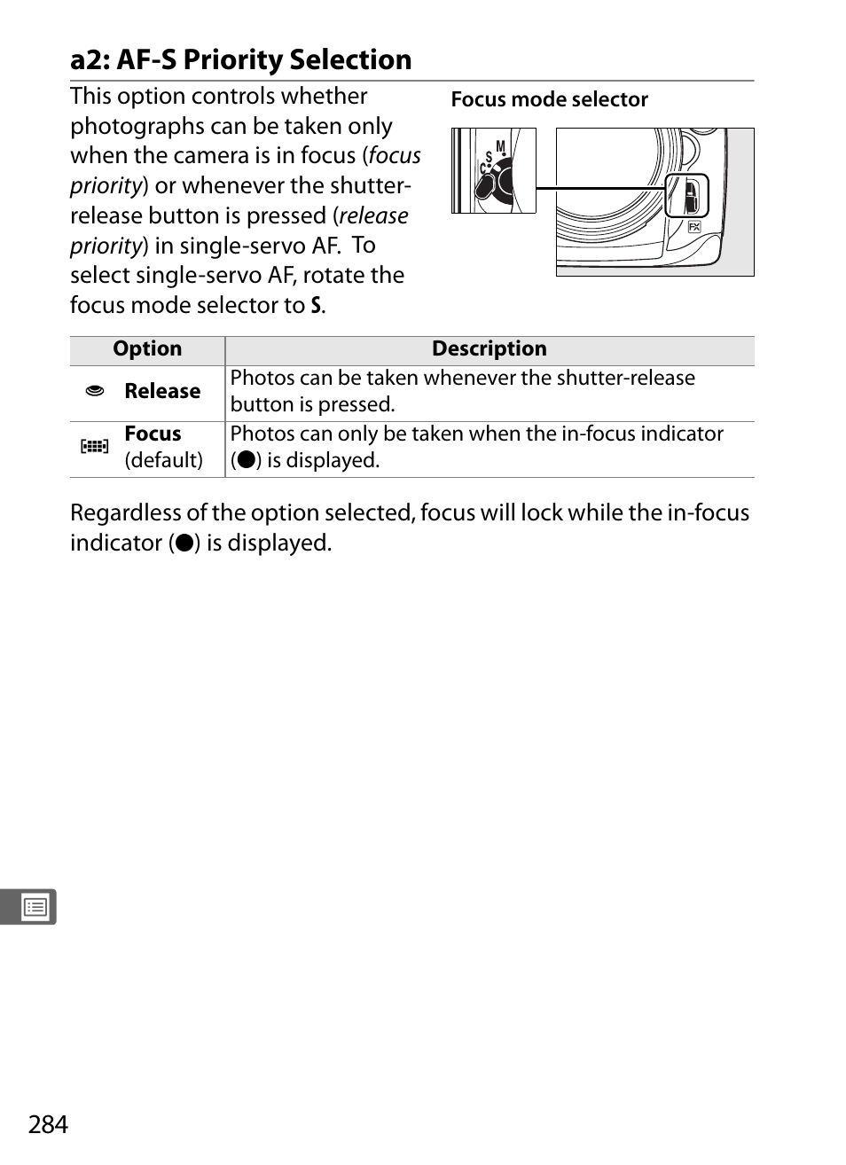 A2: af-s priority selection | Nikon D700 User Manual | Page 310 / 472
