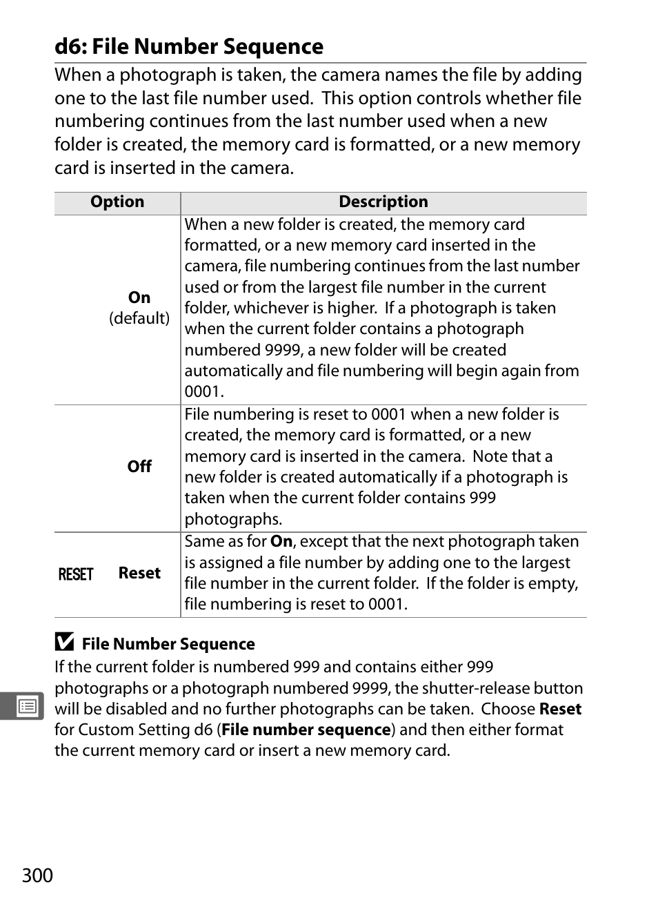 D6: file number sequence | Nikon D700 User Manual | Page 326 / 472