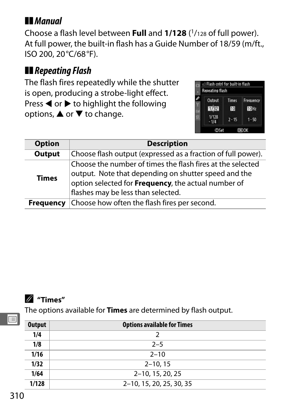 Manual, Repeating flash | Nikon D700 User Manual | Page 336 / 472