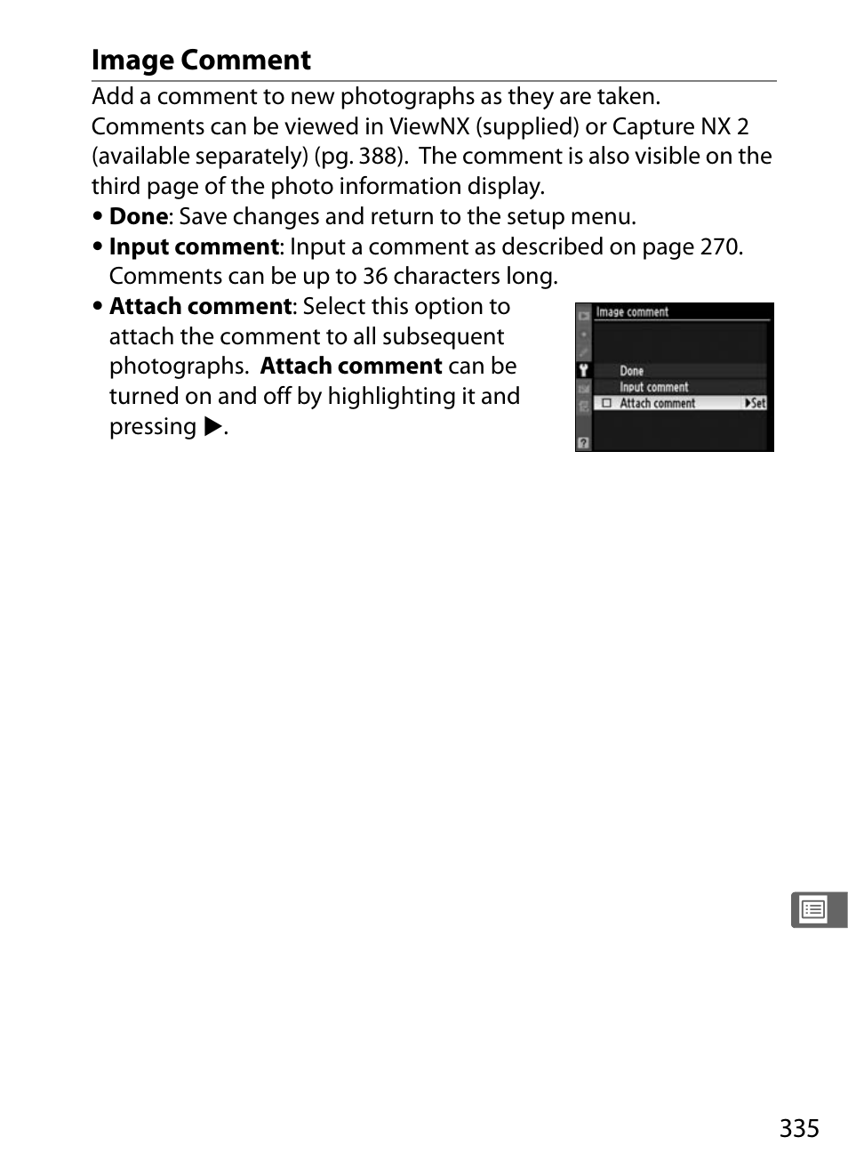 Image comment | Nikon D700 User Manual | Page 361 / 472