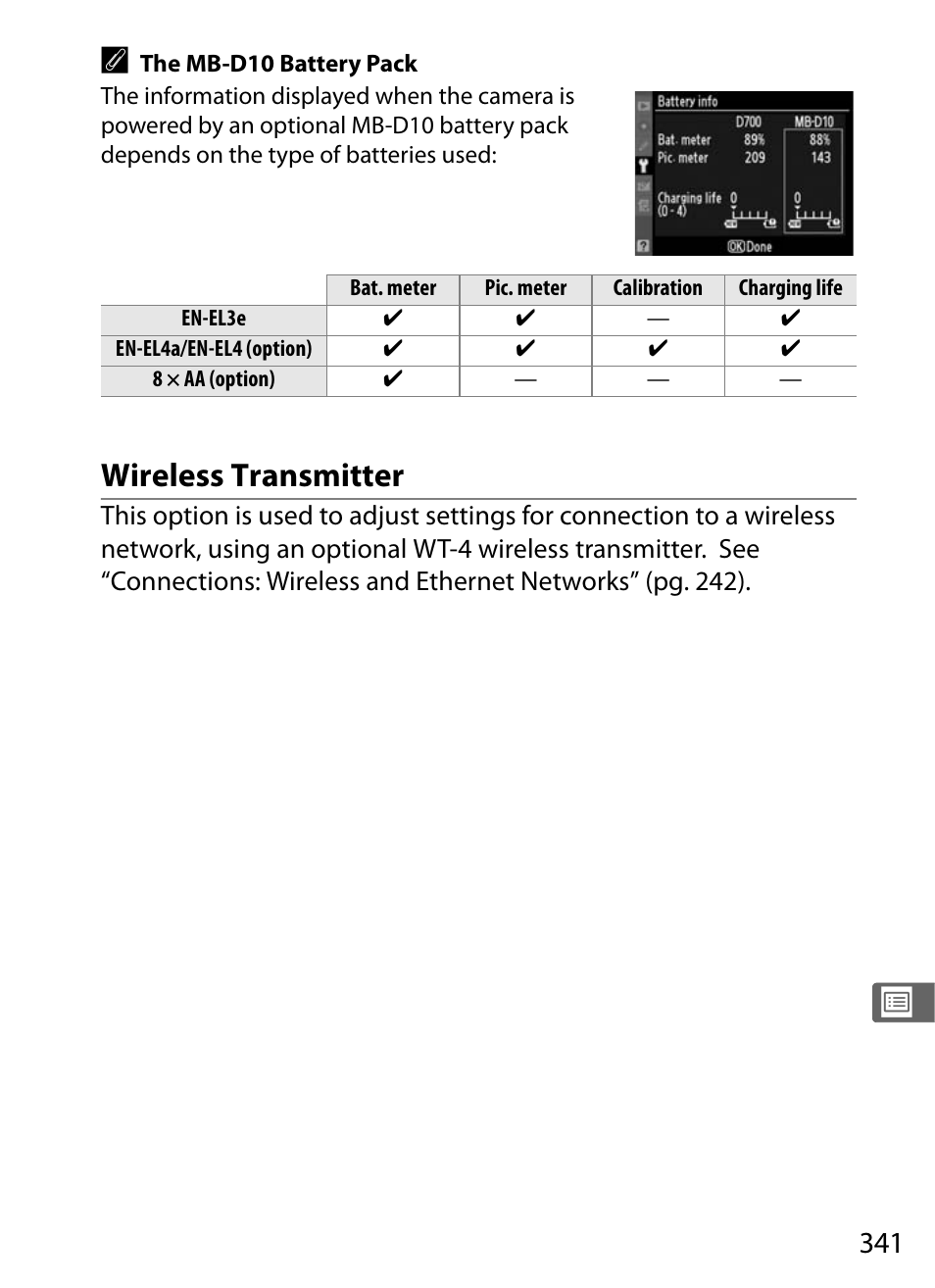 Wireless transmitter | Nikon D700 User Manual | Page 367 / 472