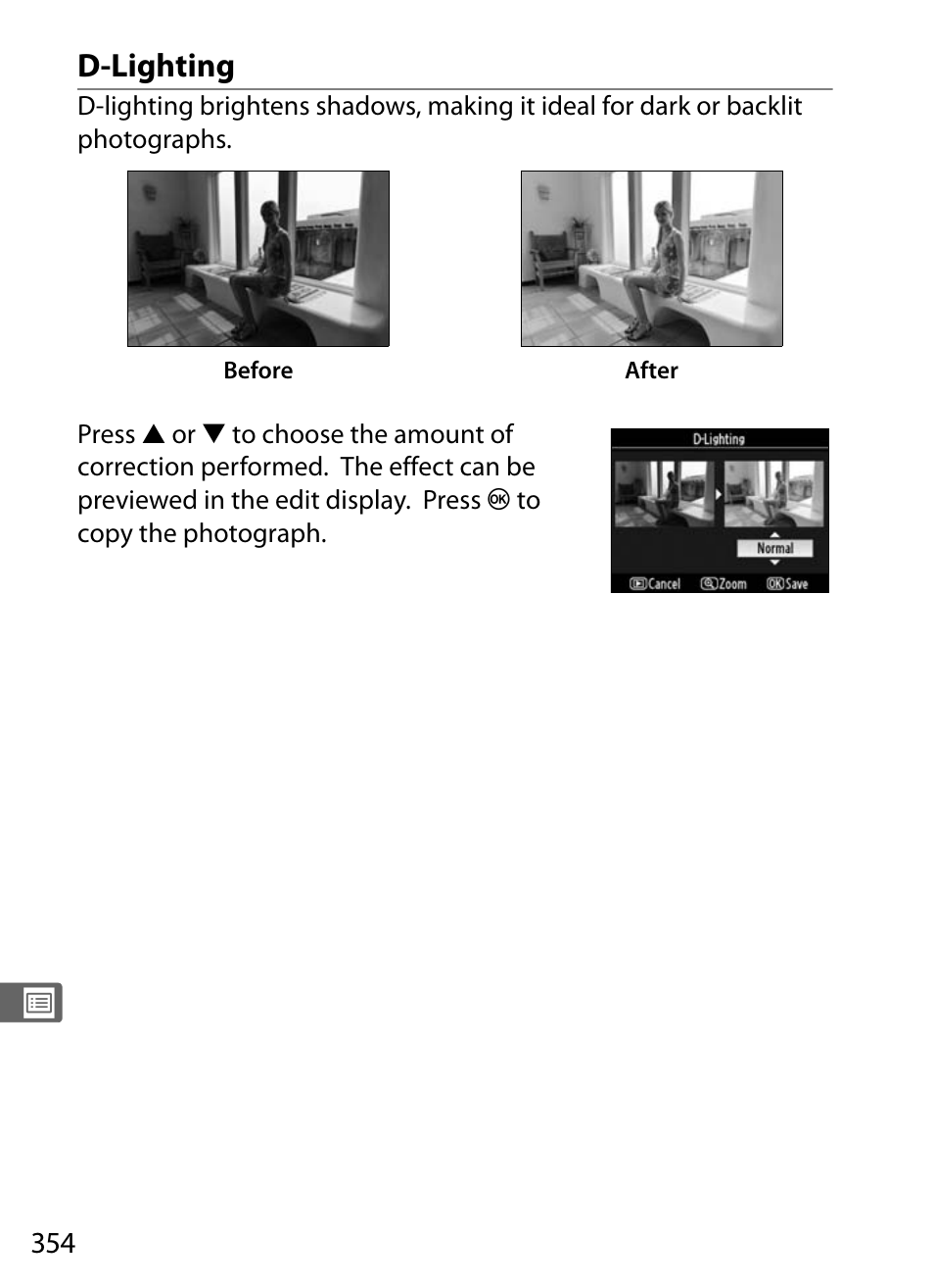 D-lighting | Nikon D700 User Manual | Page 380 / 472