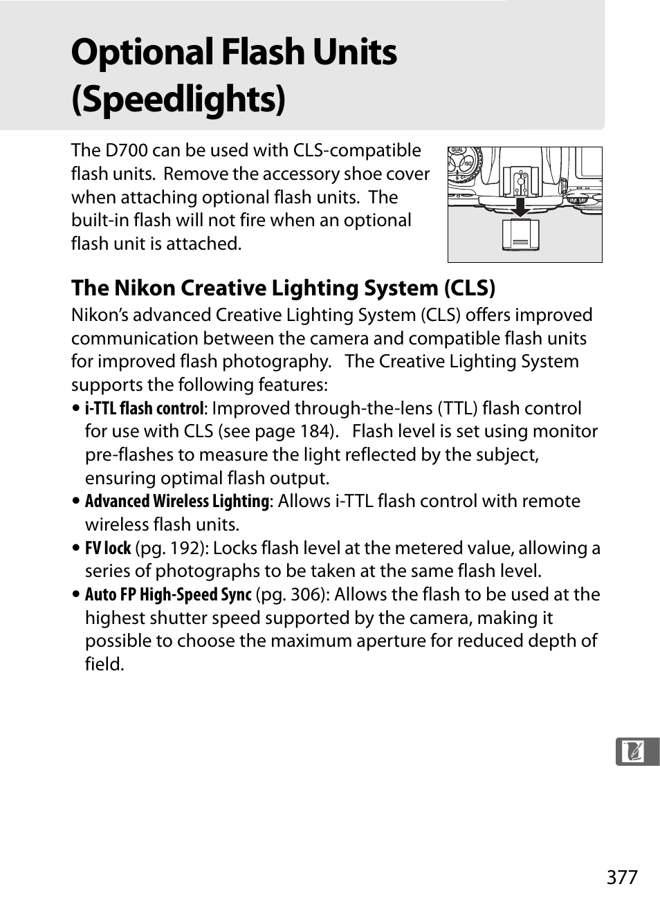 Optional flash units (speedlights) | Nikon D700 User Manual | Page 403 / 472