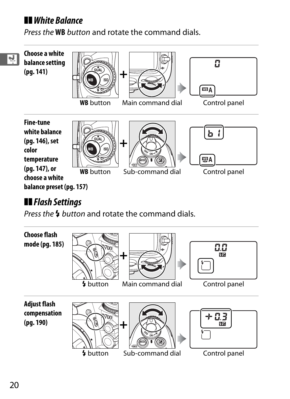 White balance, Flash settings | Nikon D700 User Manual | Page 46 / 472