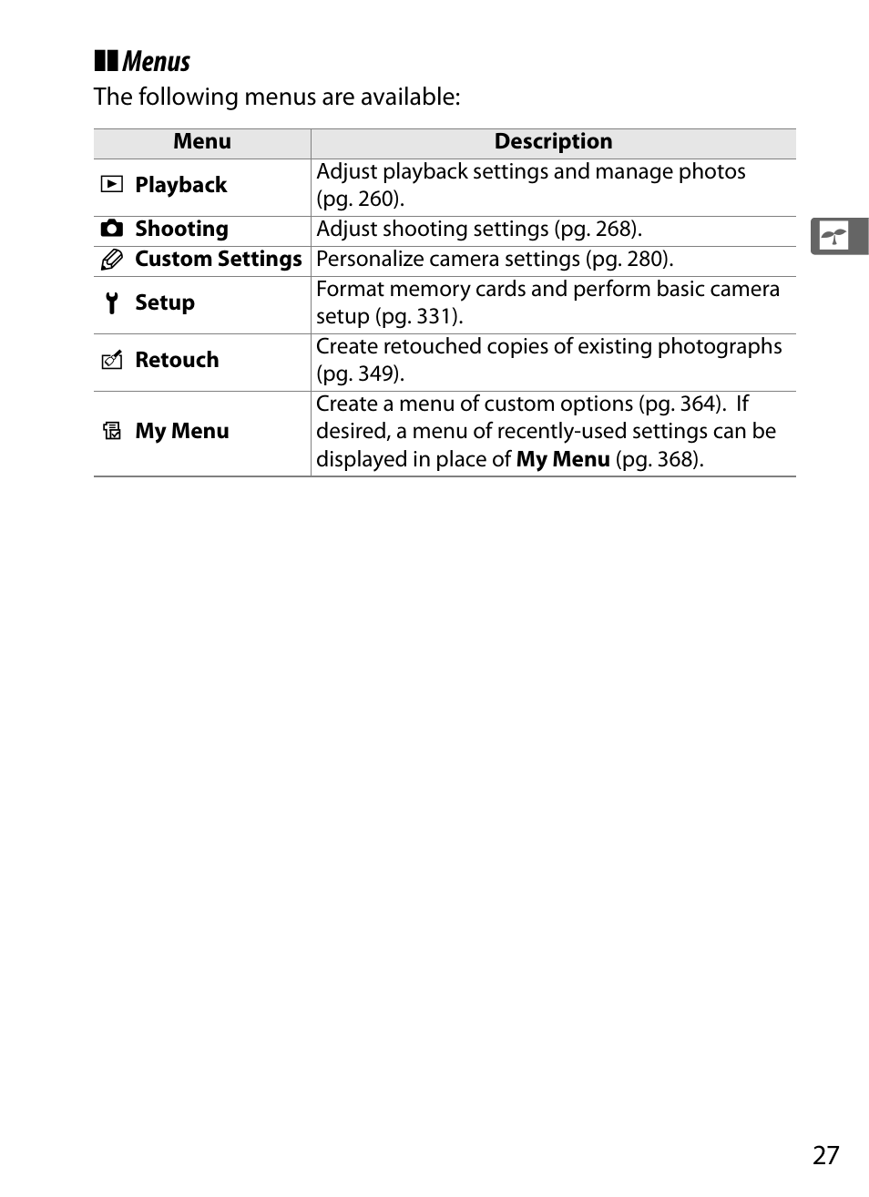 Menus | Nikon D700 User Manual | Page 53 / 472