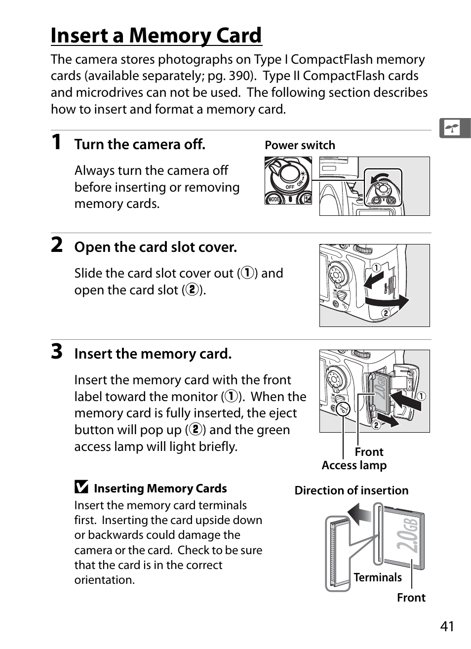 Insert a memory card | Nikon D700 User Manual | Page 67 / 472