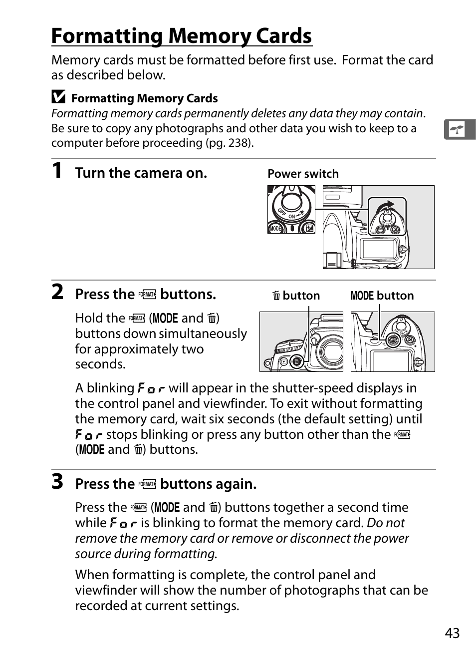 Formatting memory cards | Nikon D700 User Manual | Page 69 / 472