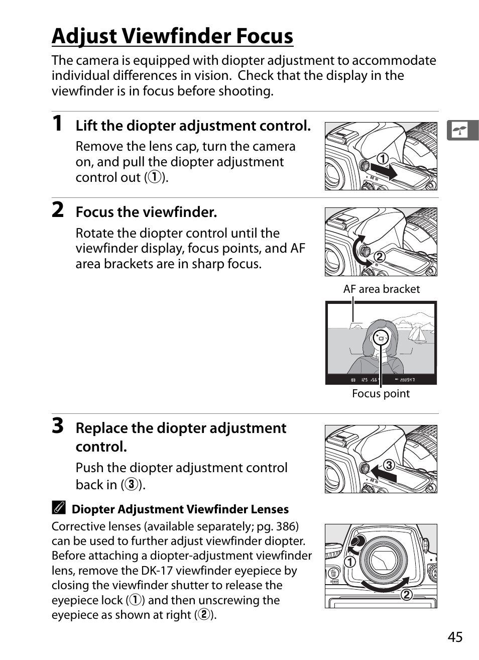 Adjust viewfinder focus | Nikon D700 User Manual | Page 71 / 472