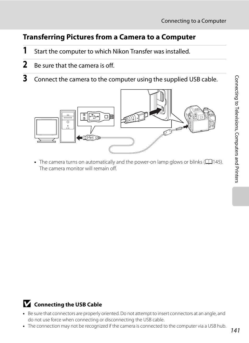 Transferring pictures from a camera to a computer | Nikon COOLPIX-P100 User Manual | Page 153 / 216