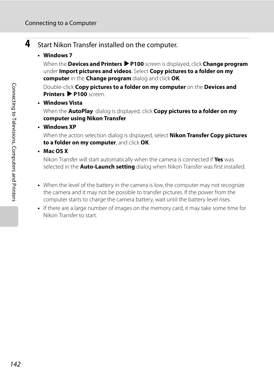 Start nikon transfer installed on the computer | Nikon COOLPIX-P100 User Manual | Page 154 / 216