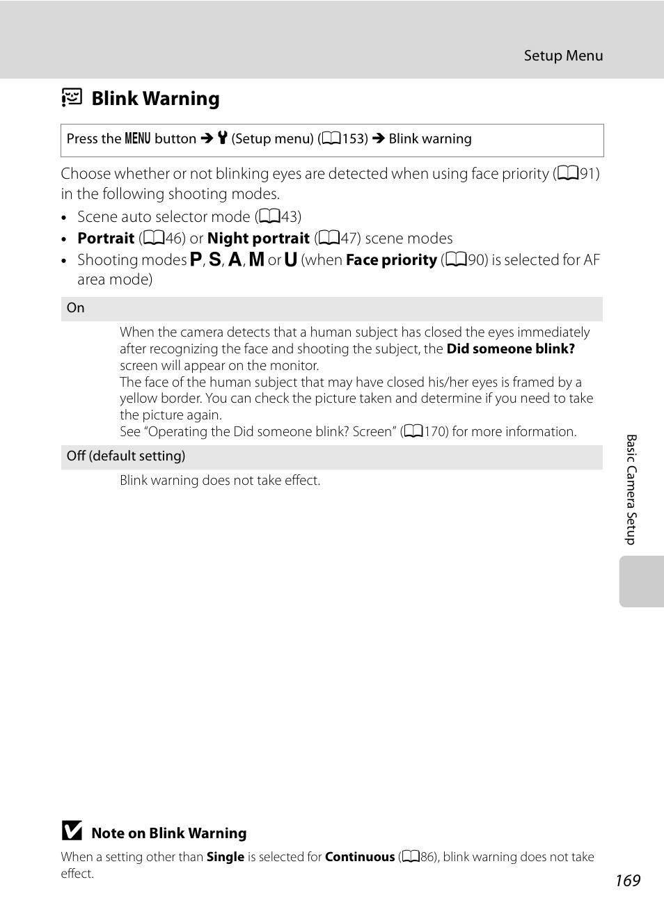 Blink warning, D blink warning, A169 | Nikon COOLPIX-P100 User Manual | Page 181 / 216