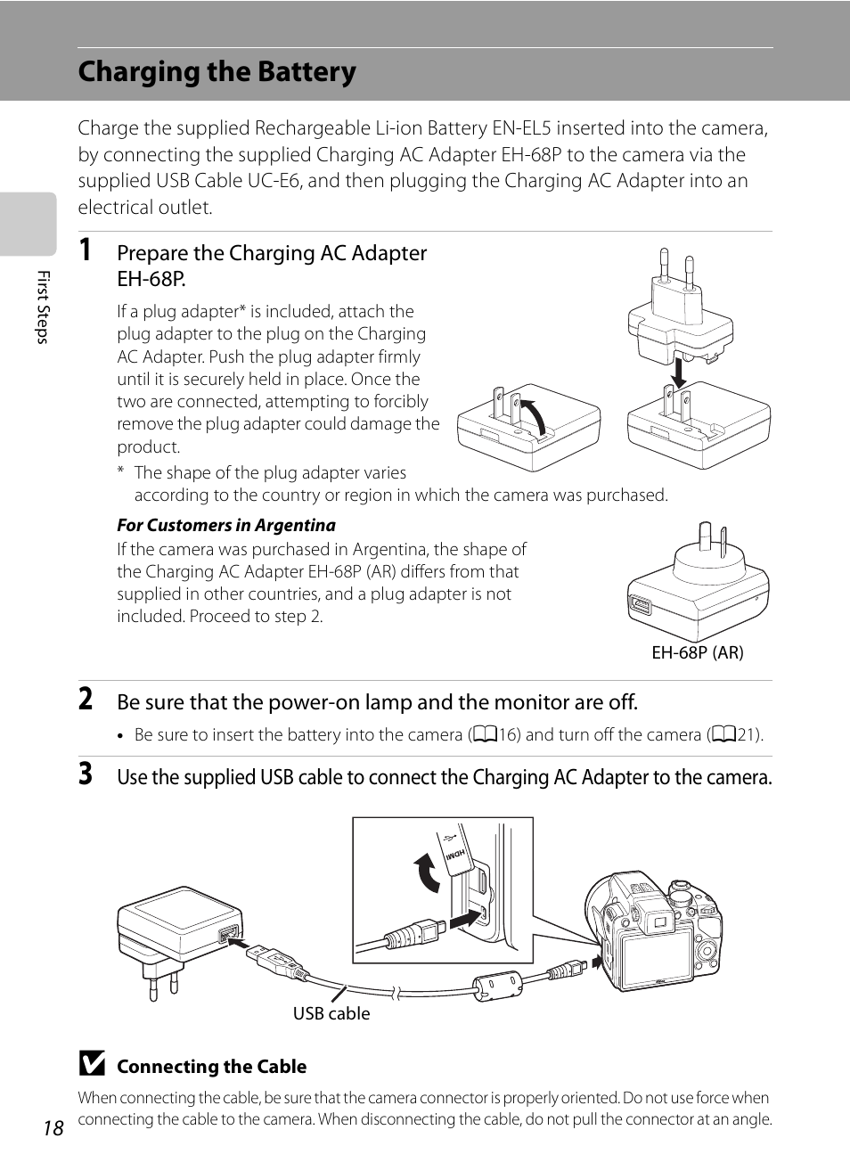 Charging the battery | Nikon COOLPIX-P100 User Manual | Page 30 / 216