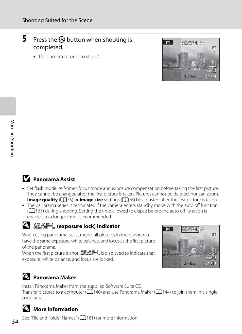 Press the k button when shooting is completed | Nikon COOLPIX-P100 User Manual | Page 66 / 216