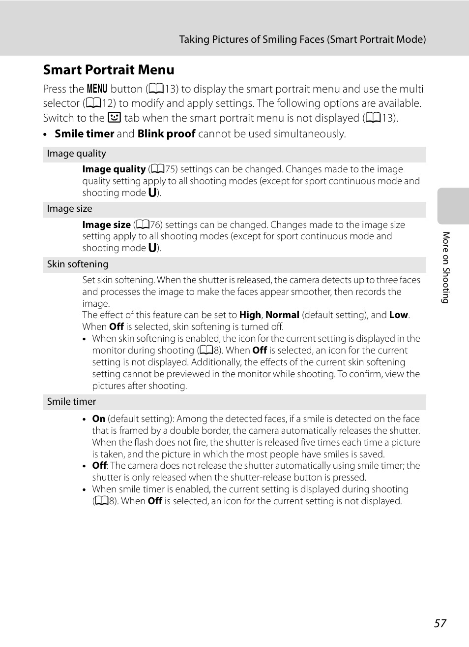 Smart portrait menu | Nikon COOLPIX-P100 User Manual | Page 69 / 216