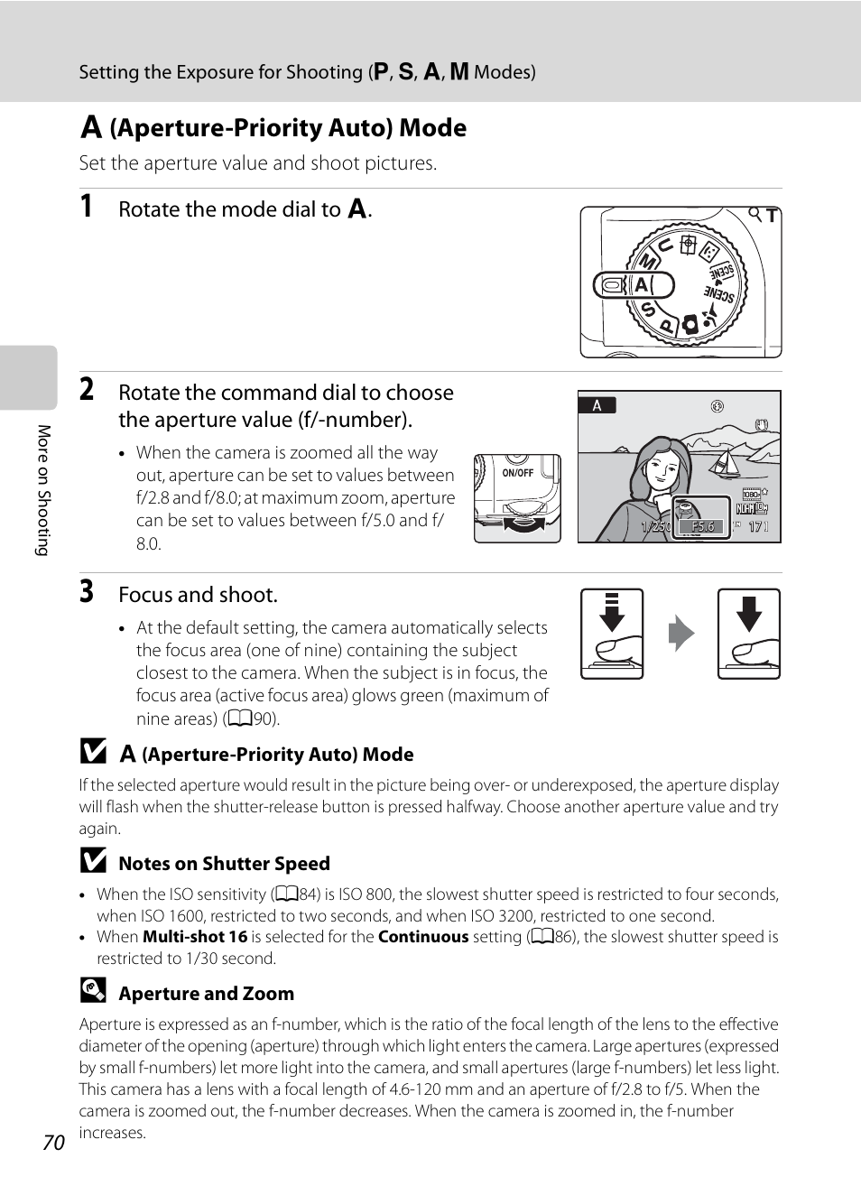 A (aperture-priority auto) mode, C (aperture-priority auto) mode | Nikon COOLPIX-P100 User Manual | Page 82 / 216