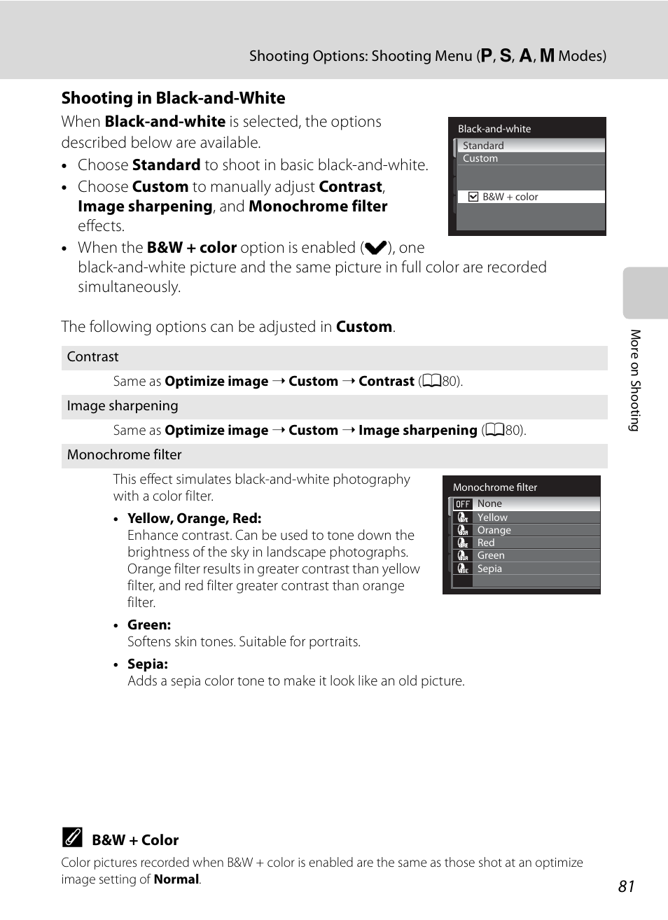 Shooting in black-and-white | Nikon COOLPIX-P100 User Manual | Page 93 / 216