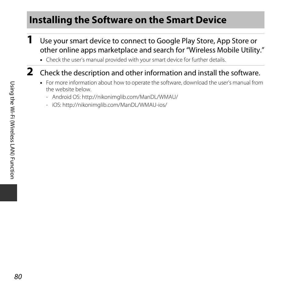 Installing the software on the smart device | Nikon S6800 User Manual | Page 102 / 240