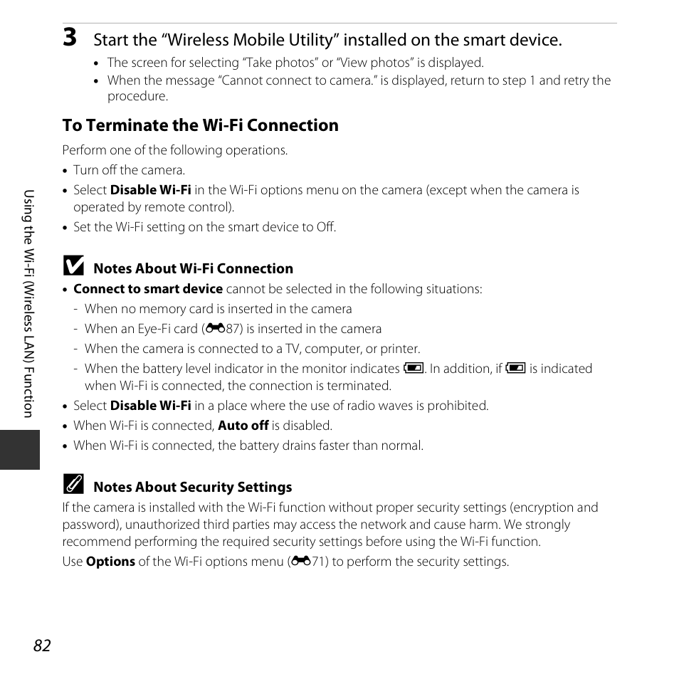 Notes about wi-fi connection, A82) | Nikon S6800 User Manual | Page 104 / 240