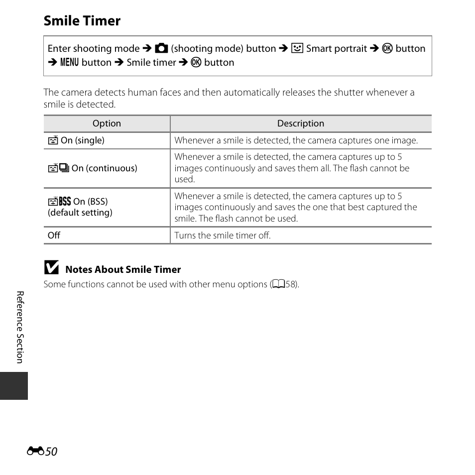 Smile timer | Nikon S6800 User Manual | Page 162 / 240