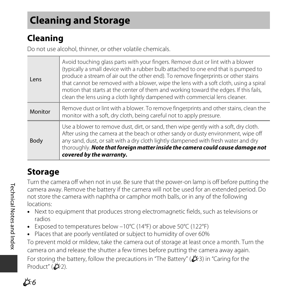 Cleaning and storage, Cleaning, Storage | Nikon S6800 User Manual | Page 214 / 240