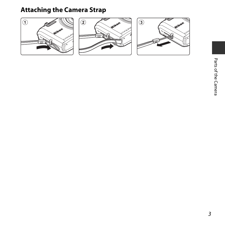 Attaching the camera strap | Nikon S6800 User Manual | Page 25 / 240