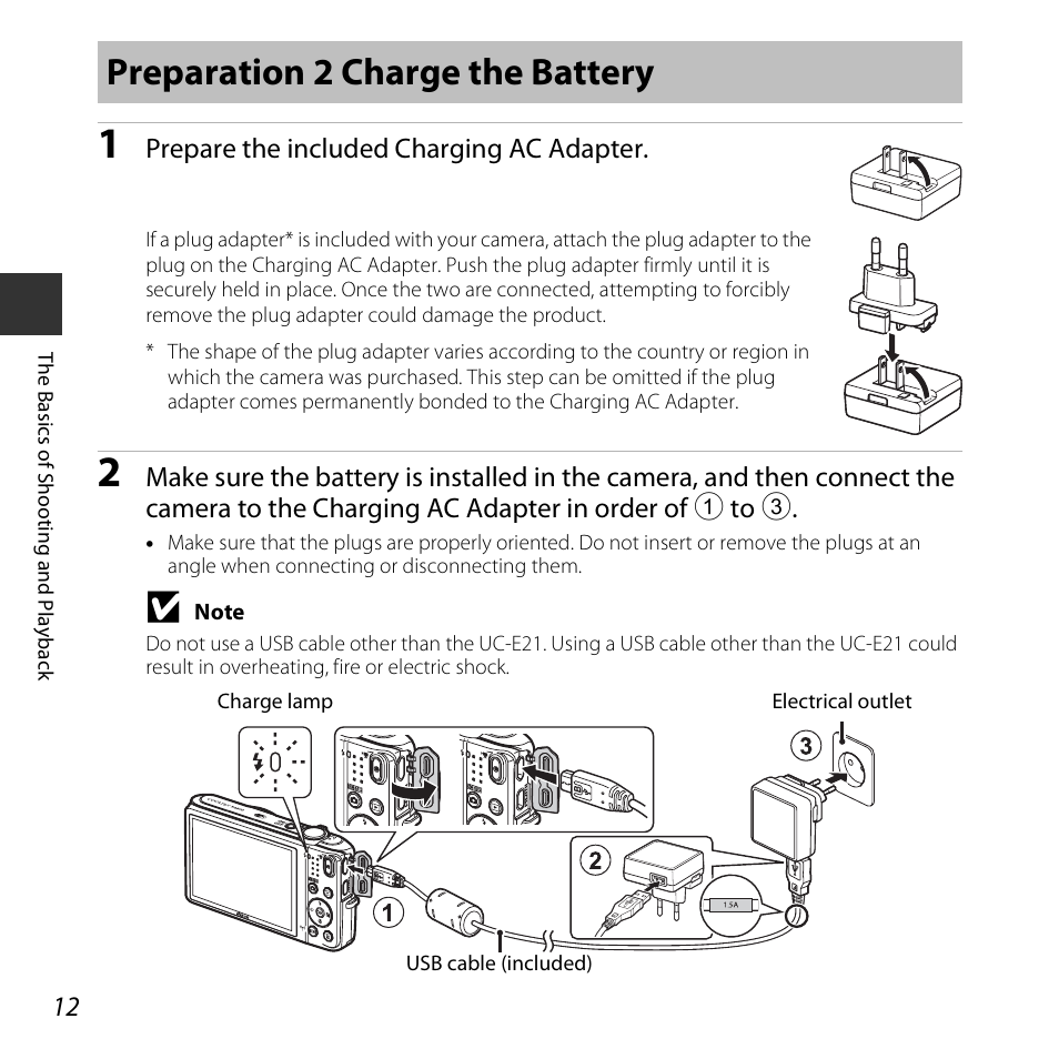 Preparation 2 charge the battery | Nikon S6800 User Manual | Page 34 / 240