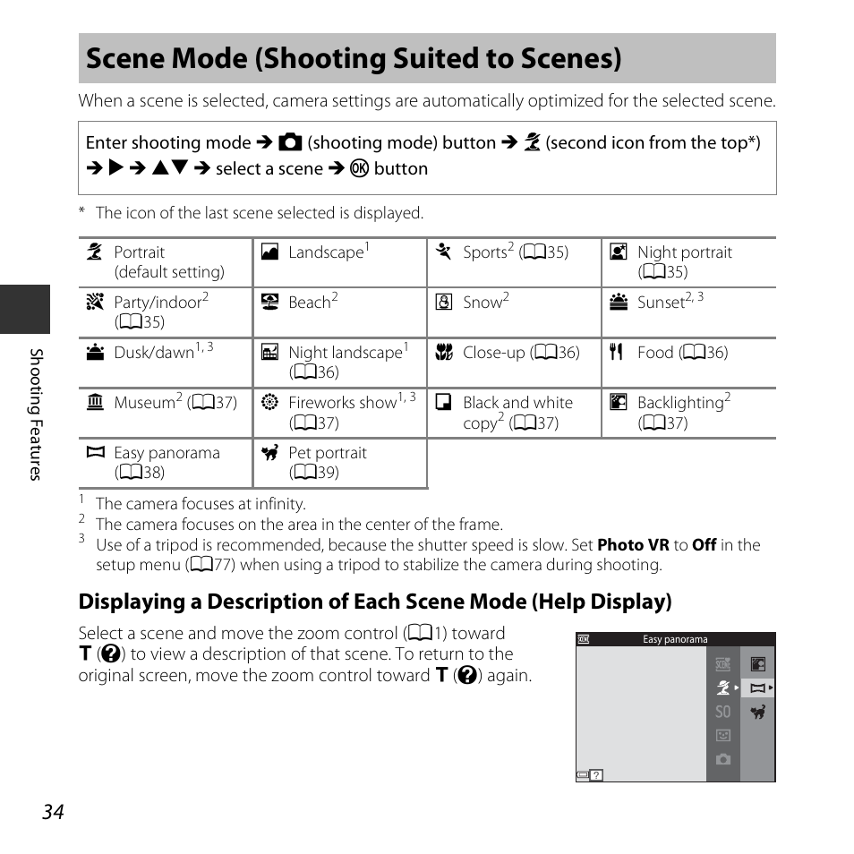 Scene mode (shooting suited to scenes) | Nikon S6800 User Manual | Page 56 / 240