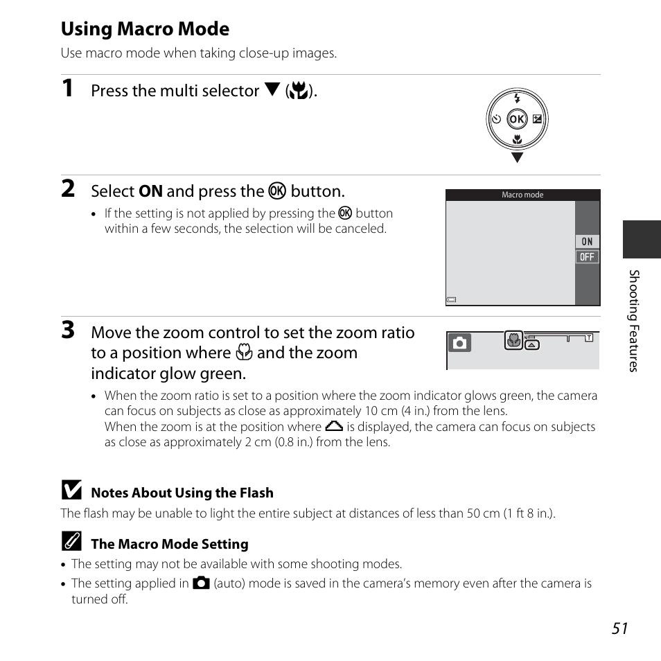 Using macro mode, A51) | Nikon S6800 User Manual | Page 73 / 240