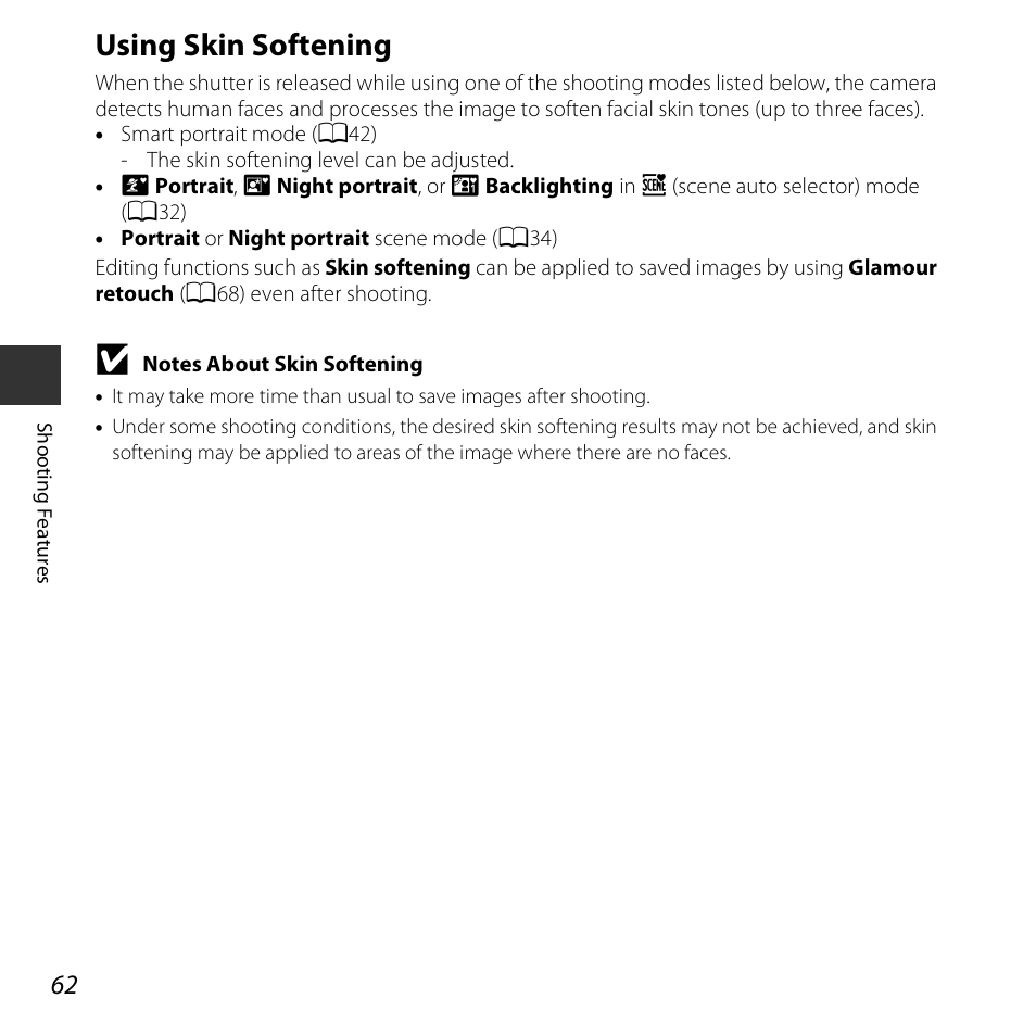 Using skin softening | Nikon S6800 User Manual | Page 84 / 240