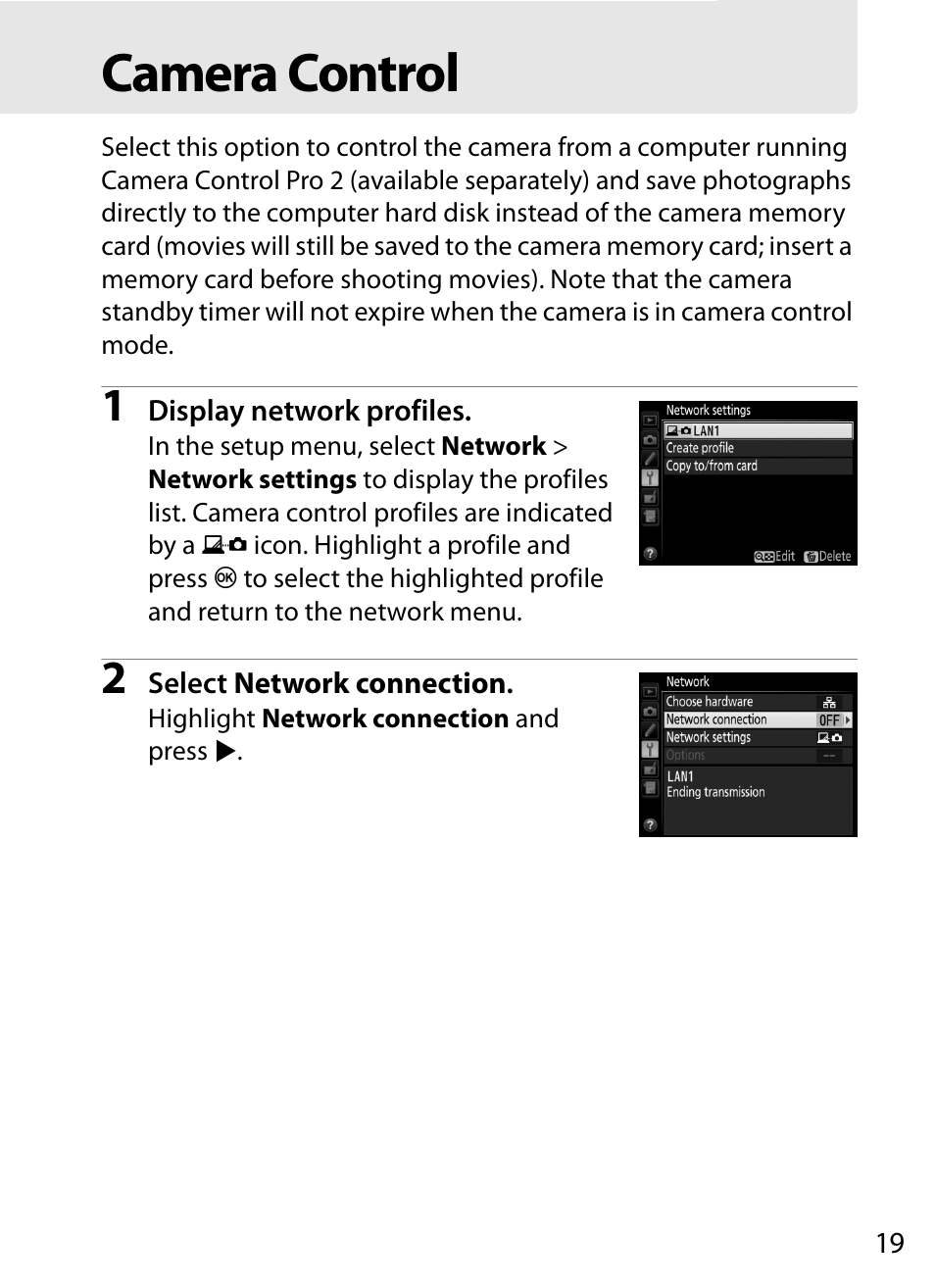 Camera control, Mera | Nikon D4S User Manual | Page 29 / 100