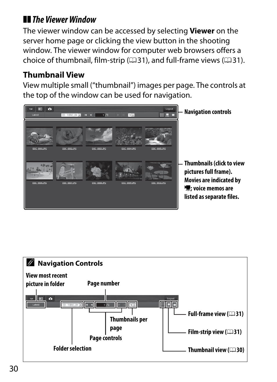 The viewer window, Thumbnail view | Nikon D4S User Manual | Page 40 / 100