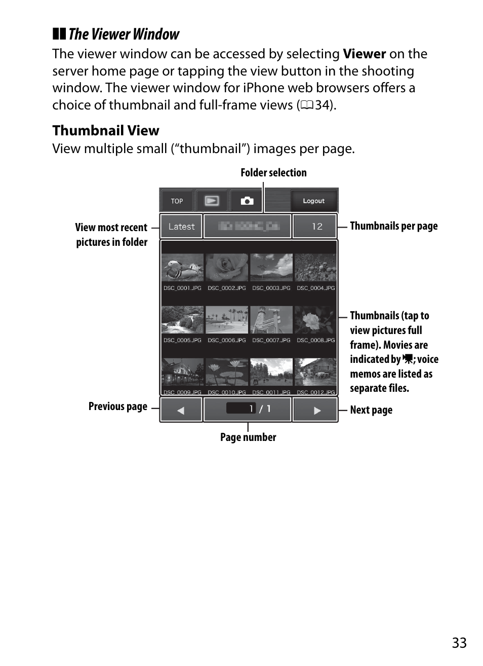 The viewer window, Thumbnail view | Nikon D4S User Manual | Page 43 / 100