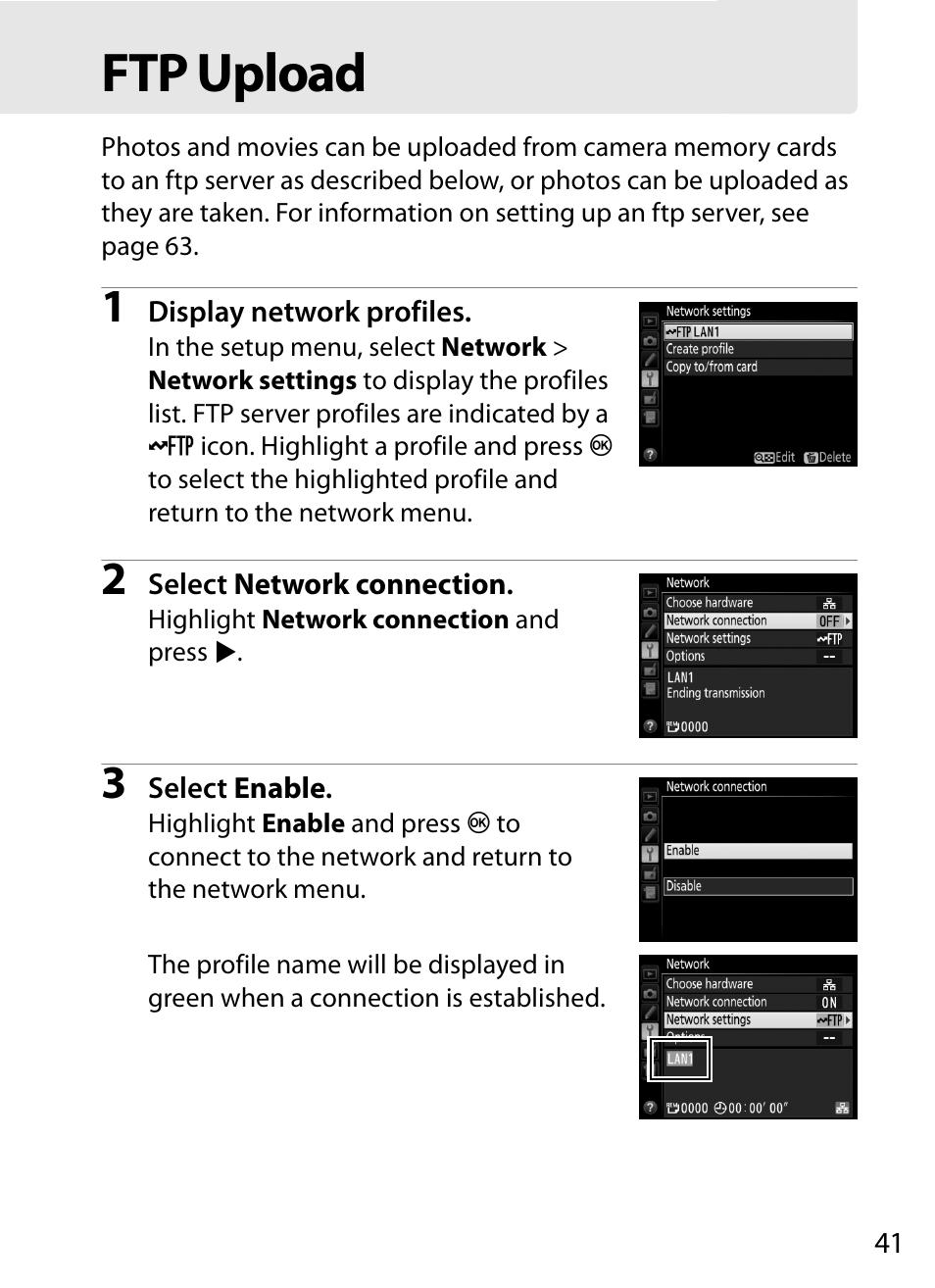 Ftp upload | Nikon D4S User Manual | Page 51 / 100