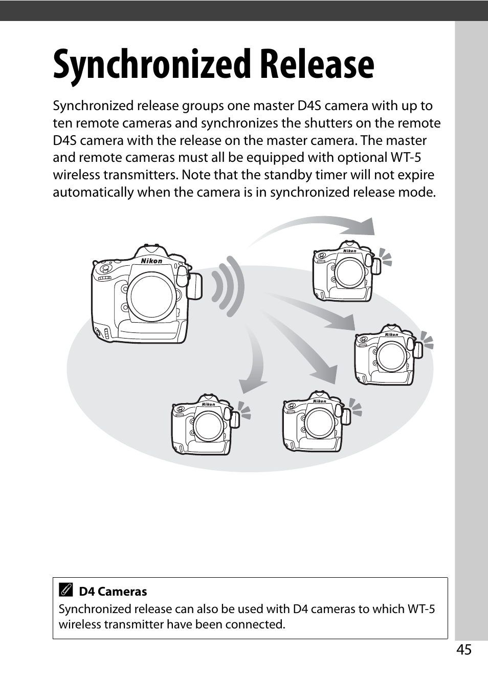 Synchronized release | Nikon D4S User Manual | Page 55 / 100