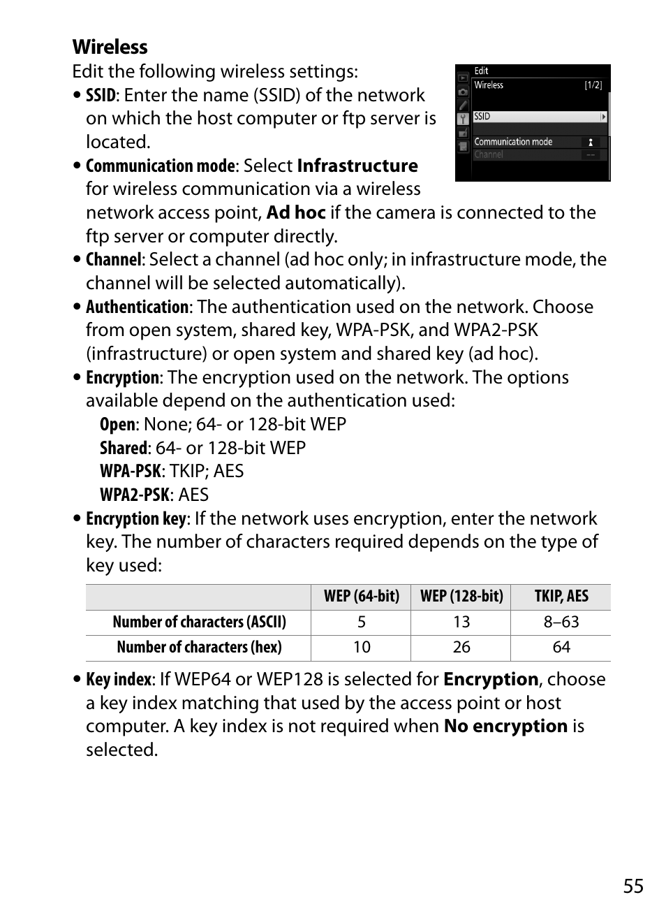 55 wireless | Nikon D4S User Manual | Page 65 / 100