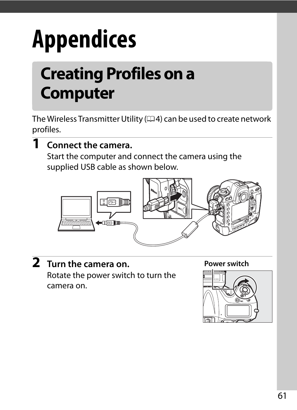 Appendices, Creating profiles on a computer | Nikon D4S User Manual | Page 71 / 100