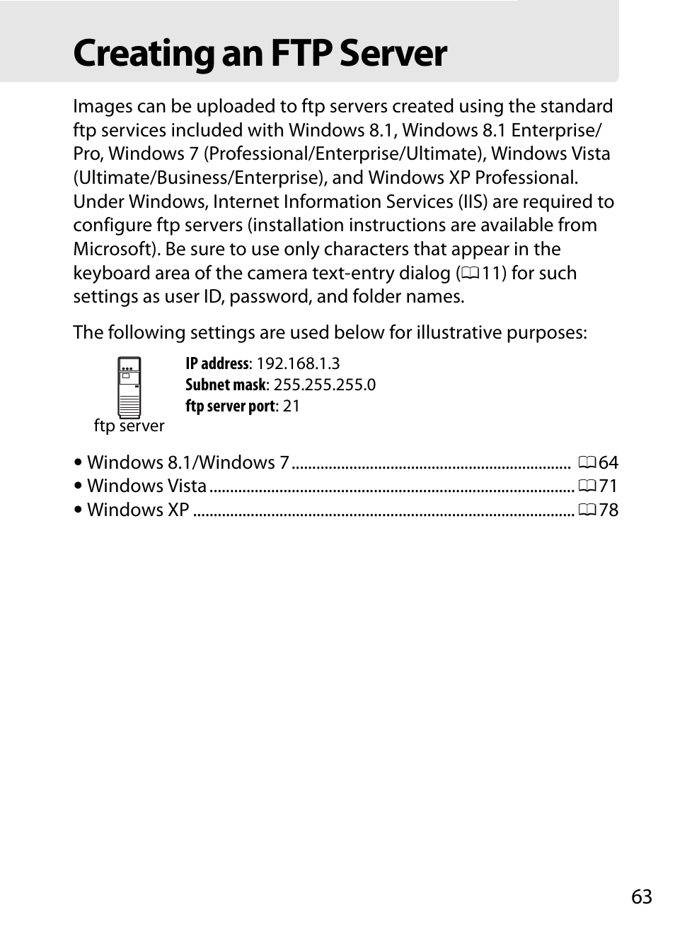 Creating an ftp server | Nikon D4S User Manual | Page 73 / 100