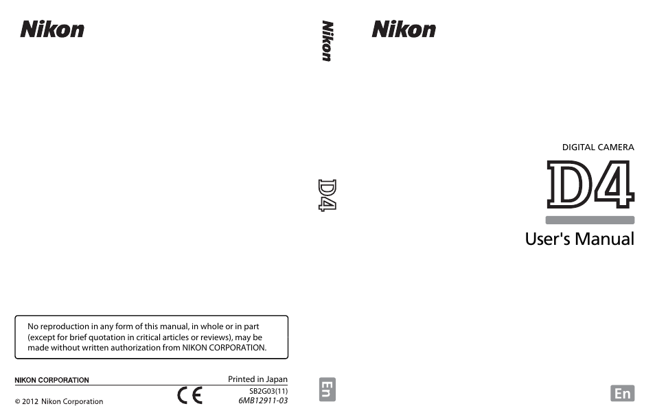 Nikon D4 User Manual | 484 pages