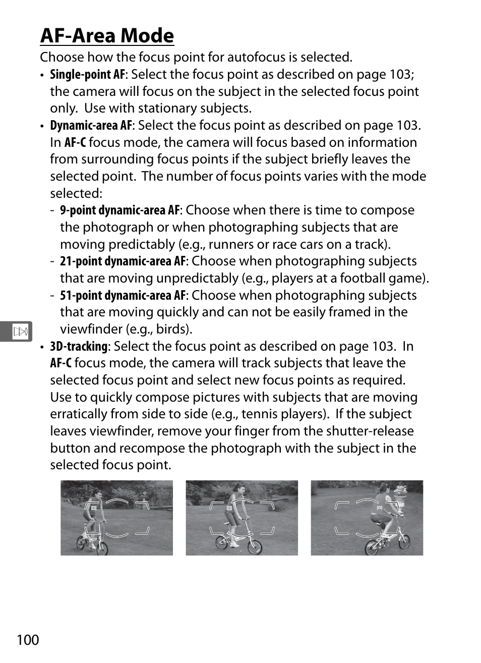 Af-area mode, 0 100), and the | Nikon D4 User Manual | Page 126 / 484