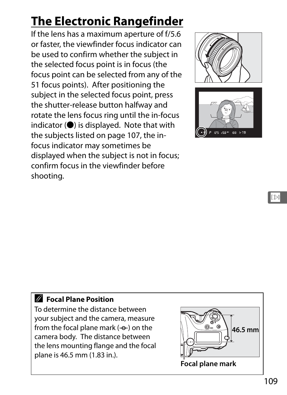 The electronic rangefinder | Nikon D4 User Manual | Page 135 / 484