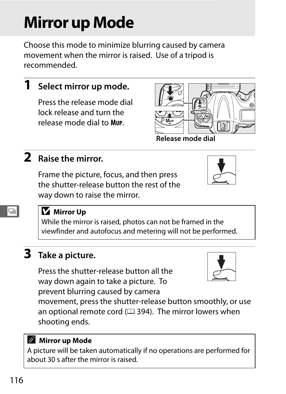 Mirror up mode | Nikon D4 User Manual | Page 142 / 484