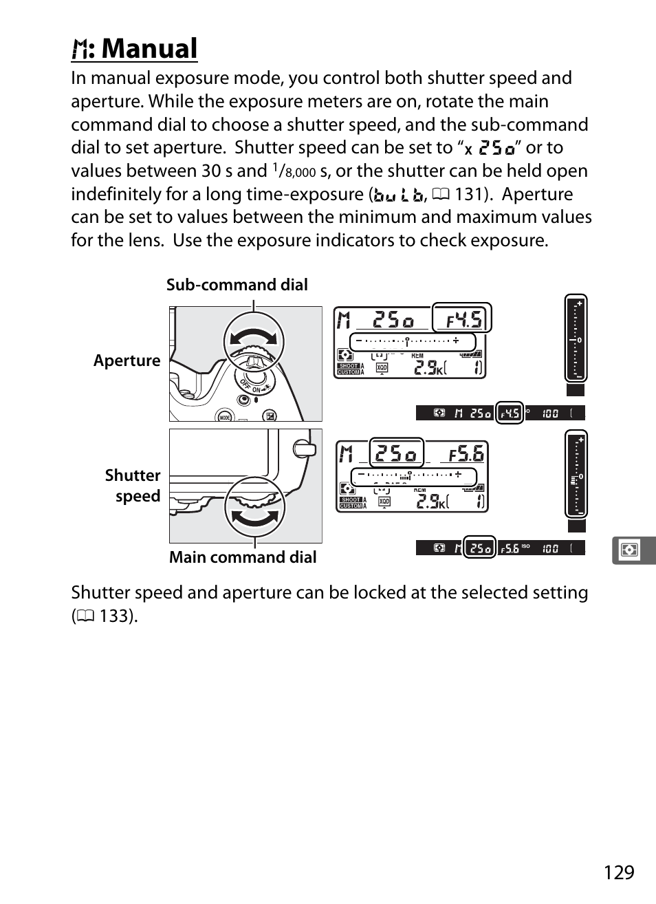 M: manual, H: manual, H : manual | Nikon D4 User Manual | Page 155 / 484
