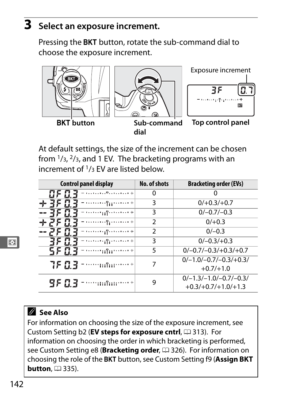 Select an exposure increment | Nikon D4 User Manual | Page 168 / 484