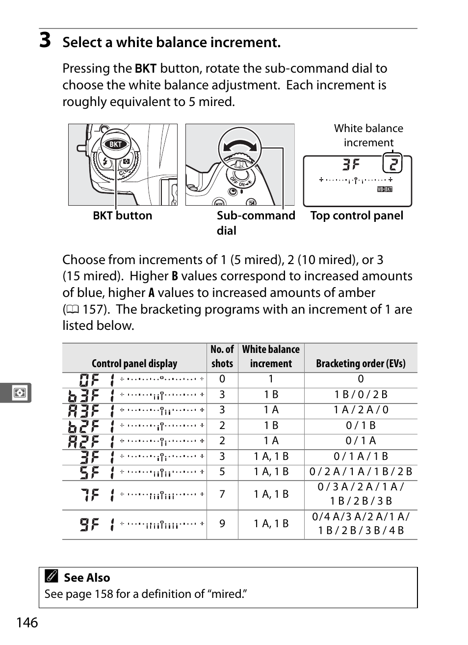 Select a white balance increment | Nikon D4 User Manual | Page 172 / 484