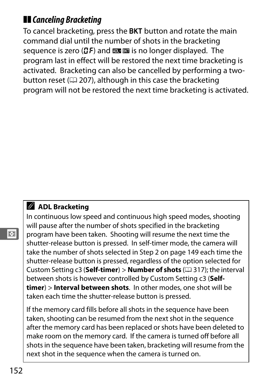Canceling bracketing | Nikon D4 User Manual | Page 178 / 484