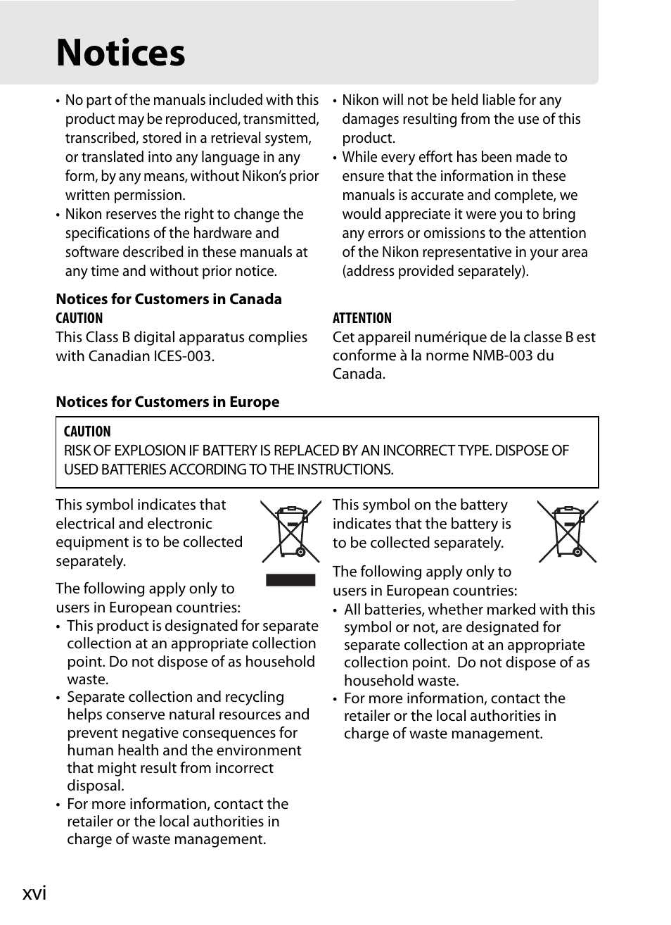 Notices | Nikon D4 User Manual | Page 18 / 484